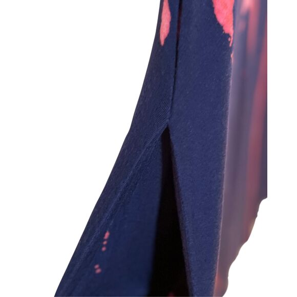 Unique Restyled Bleach Pattern Casual Sleevelss Dress Navy Blue Pink - Picture 2 of 10